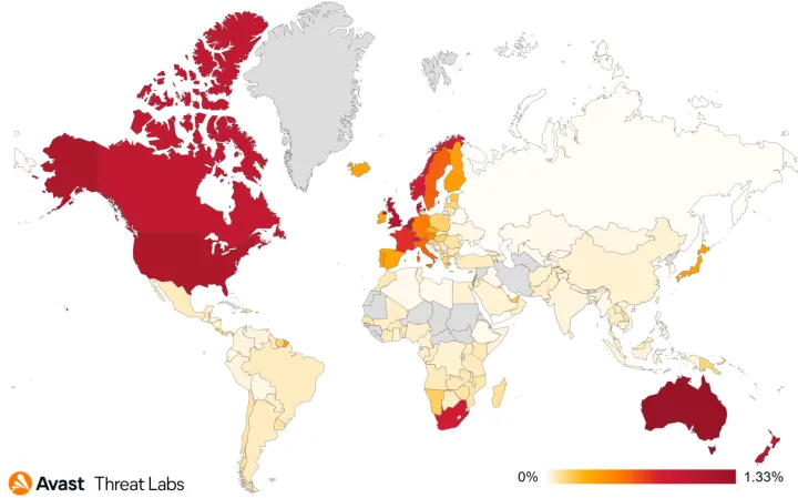 Global risk ratio for Refund and Invoice scam in Q1/2024
