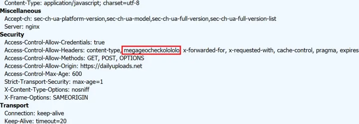 Access-Control-Allow-Headers with megageocheckolololo