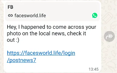 WhatsApp aracılığıyla gönderilen bir yem mesajı daha.