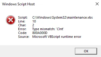 Type Mismatch: ‘CInt’, Code: 800A000D