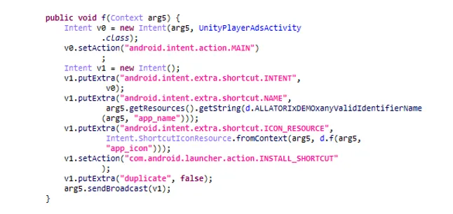 INSTALL_SHORTCUT is used to create a shortcut.