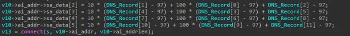 Decryption of IP address, screenshot from Ida