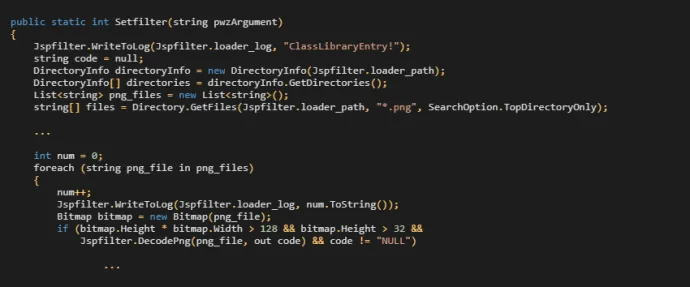 Figure 4. The Setfilter method of PNGLoader