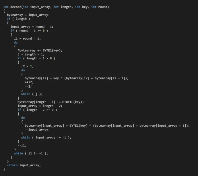 Figure 9. Decryption method for the Direct3D registry value