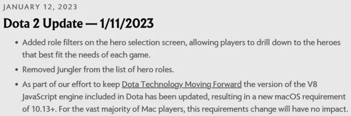 Dota changelog for the January 12 update.