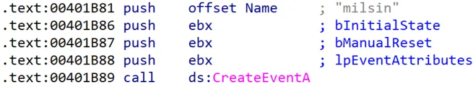 Creation of named event object 8B85A4D9DF1140D25F11914EC4E429C505BD97551EDE19197D2B795C44770AFE