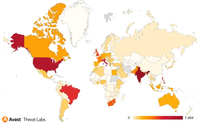 Map illustrating the targeted countries since the beginning of 2022