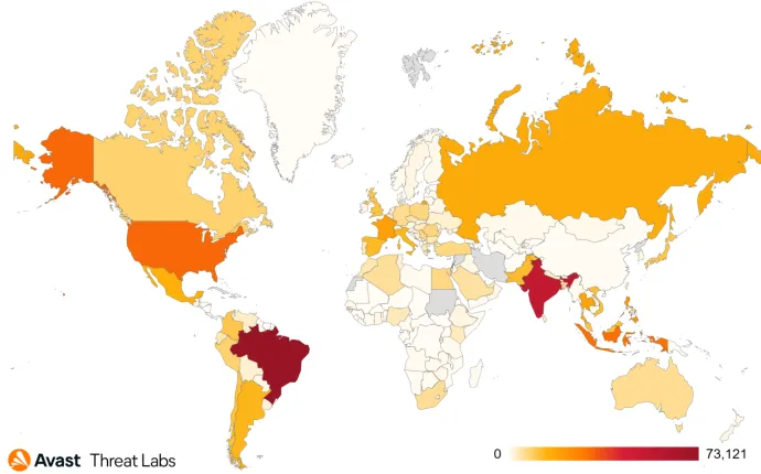 Map illustrating the countries Parrot TDS has targeted (in March)