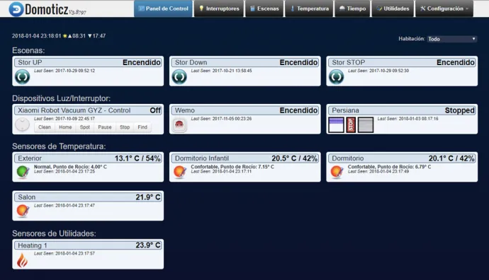 Example of a publicly available dashboard of a home automation system—allowing full control of all connected appliances
