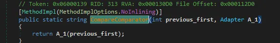 ComareComparator is used to invoke one of the argument