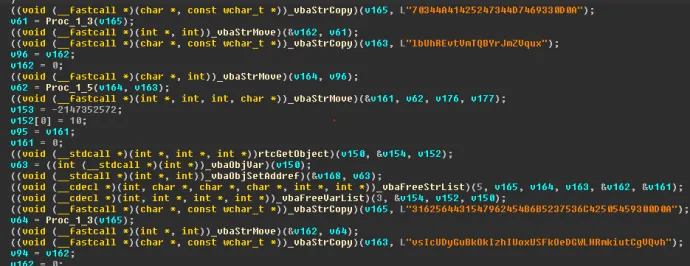 Example of how the strings are decrypted within BluStealer