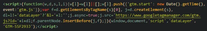 Code snippet from index.html on infected e-commerce website