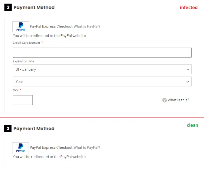 E-commerce website with fake payment form