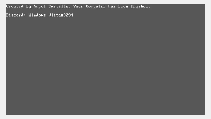 A boot screen with the modified MBR