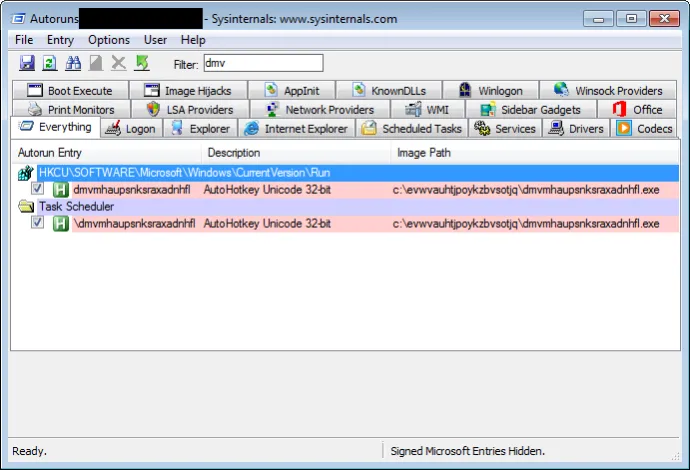 Persistence mechanisms established by an AutoHotkey sample of Retadup.