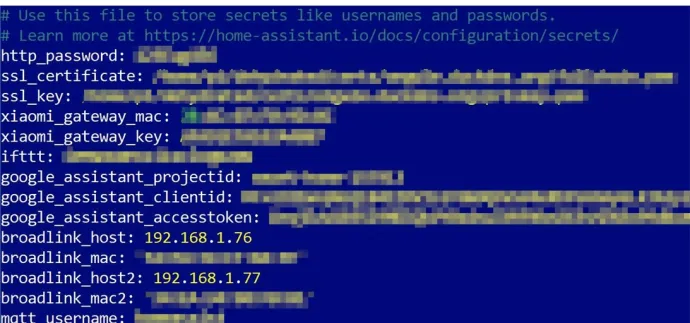 Content of the secrets.yaml file