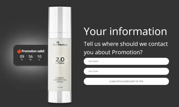 One of the decoy ads used by Magnitude. Note that this is nothing but a decoy: there is no reason to believe that SkinMedica would be in any way affiliated with Magnitude.