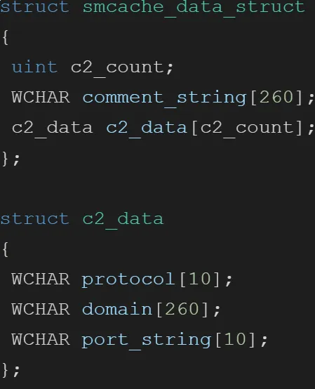 The structure of the smcache.dat config file