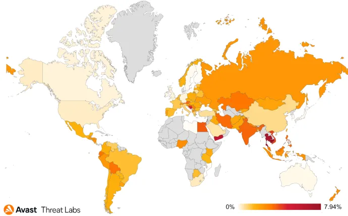 CVE-2018-14847 vulnerable devices in percent by country