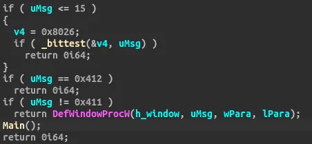 The window callback only contains implementation for message 0x411 but there is a check for 0x412 as well