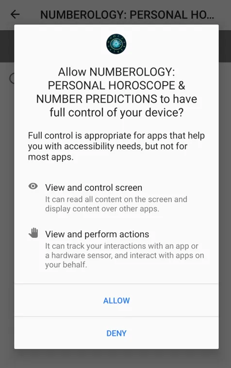 Xamalicious requesting Accessibility privileges to take over the victim’s device