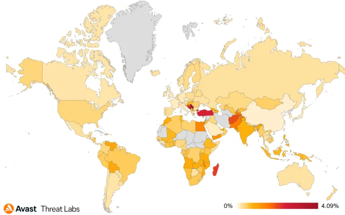 Map showing global risk ratio for coinminers in Q4/2023