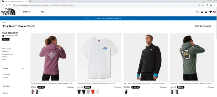 Fake TheNorthFace e-shop