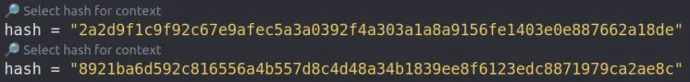 Image: Hash meta entries of the rule with buttons to initialize a particular debugging session.