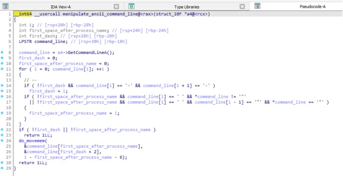 Command line manipulation function