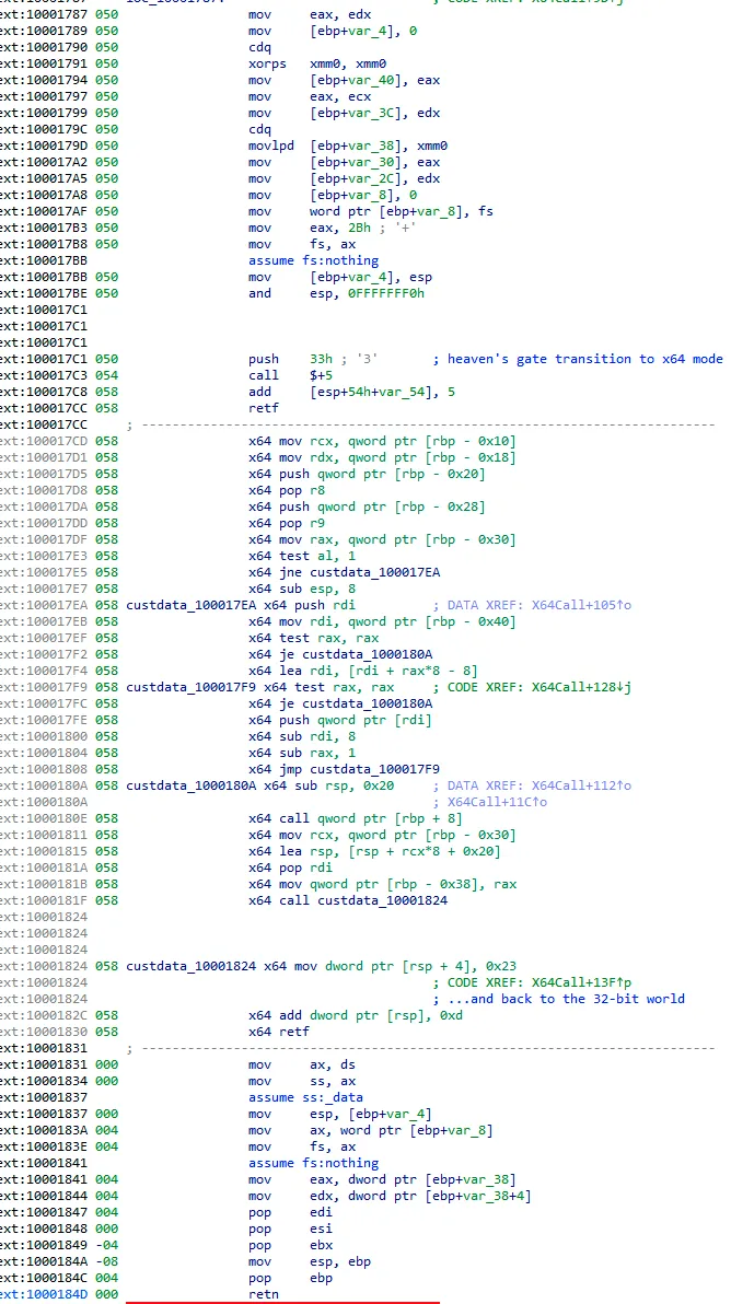 Heaven’s gate to run the shellcode in x64 environment when required
