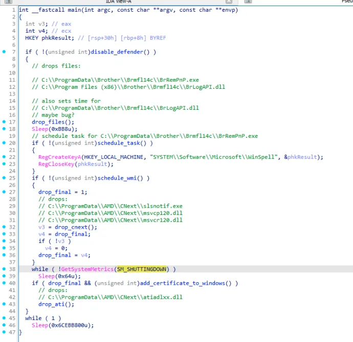 The main flow of the Stage 0.9 variant – drops final payload during system shutdown