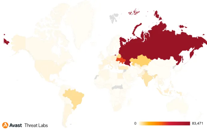 Map illustrating the targeted countries since the beginning of 2020