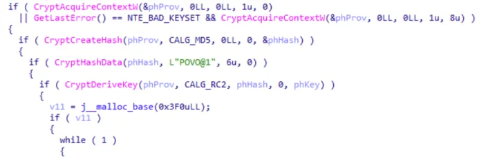 Typical use of standard Windows CryptoAPI functions