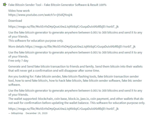 Advertisement of Fake Bitcoin Sender application on the funbox.com.au website