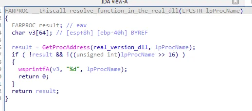 Resolving function that ensures all the original version.dll exports are available