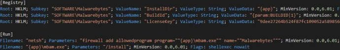 A snippet taken from the fake installer’s Inno setup script.