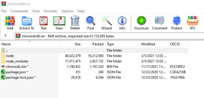 chrolog.rar contains NodeJS packages and chronodx.bin aka Chronod2.dll.