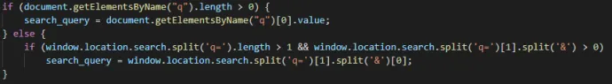 Deobfuscated snippet of code that shows how the malware obtains the search query