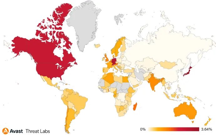 Global risk ratio for technical support scams in Q4/2022-Q1/2023