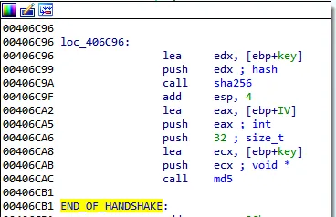 Initial handshake and the subsequent key generation: there’s a check for port array, which is not shown, overflow in-between these two blocks.