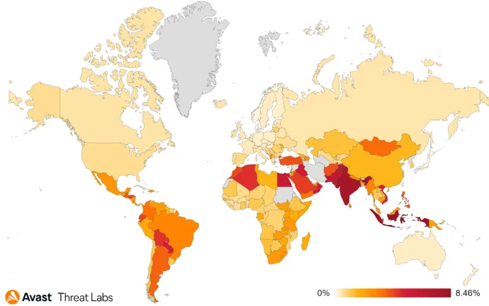 Global risk ratio for mobile adware in Q1/2023