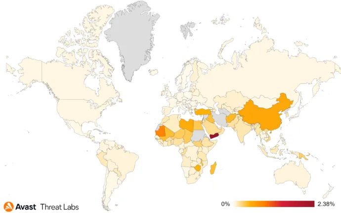 Global risk ratio for mobile spyware in Q1/2023